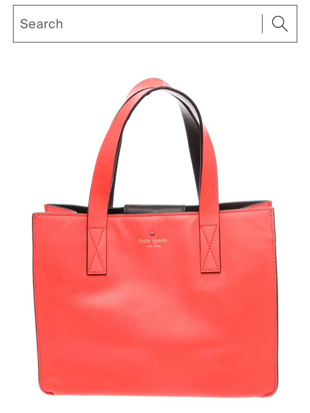 Kate Spade Bright Coral Tote Bag with Black Trim
